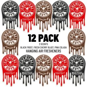 imageChemical Guys Hanging Air Freshener Black Frost Scent 12 Pack Great for Cars Trucks SUVs RVs Home Garage Workspace Dorm Room ampamp More 4 x 3 Packs  AIR40504Variety