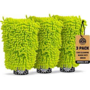 imageChemical Guys MIC49302 Chenille Premium ScratchFree Microfiber Wash Mitt Lime Green 96quot x 23quot x 7quot 2 PackGreen