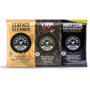 imageChemical Guys PMWSPI20850 Leather Cleaner PMWTVD10750 VRP Shine and Protectant ampamp PMWSPI66350 Inner Clean Wipes Variety 3 Pack Safe for Cars Trucks SUVs ampamp More 150 Ct 3 Items3 Pack