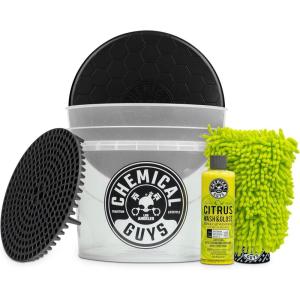 imageChemical Guys ACC161 Heavy Duty Smoked Obsidian Black Detailing Bucket 45 Gal and Bucket Lid for Car Wash Boat Truck RV Fishing ampamp MoreHOL133