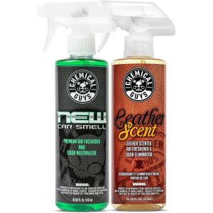 imageChemical Guys AIR10104 New Car Smell Premium Air Freshener and Odor Eliminator New Car Scent Great for Cars Trucks SUVs RVs ampamp More 4 fl oz16 Fl Oz Pack of 2