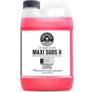 imageChemical Guys CWS10164 MaxiSuds II Foaming Car Wash Soap Works with Foam Cannons Foam Guns or Bucket Washes Safe for Cars Trucks Motorcycles RVs ampamp More 64 fl oz Half Gallon Cherry Scent