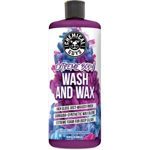 imageChemical Guys CWS20716 Extreme Bodywash ampamp Wax Foaming Car Wash Soap Works with Foam Cannons Foam Guns or Bucket Washes Safe for Cars Trucks Motorcycles RVs ampamp More 16 fl oz Grape Scent1 Count Pack of 1