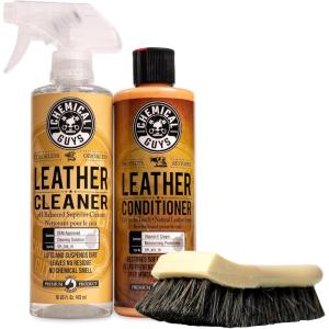 imageChemical Guys SPI10916B Leather Cleaner and Conditioner Complete Leather Care Kit 2  16 fl oz Bottles  ACCS95 Long Bristle Horse Hair Leather Cleaning Brush 1 Pack16 Fl Oz Pack of 2