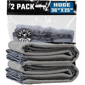 imageChemical Guys Waffle Weave for Home ampamp Auto Glass Windows Mirrors ampamp More Gray 25 in x 36 in 2Pack