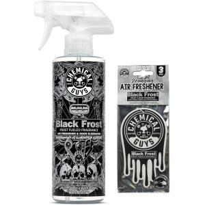 imageChemical Guys Black Frost Air Freshener and Odor Eliminator 16 fl oz Spray with 3 Pack of Hanging Air Fresheners Great for Cars Trucks SUVs RVs Home Office Dorm Room ampamp More  HOL432Frost