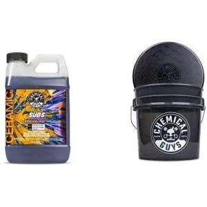 imageChemical Guys CWS21216BB Basic Car Wash ampamp Bucket Bundle  HydroSuds Ceramic SiO2 Shine High Foaming Car Wash Soap 16 oz Berry Scent  Heavy Duty Smoked Obsidian Black Detailing Bucket 2 Items64 oz