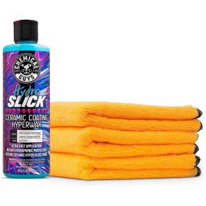 imageChemical Guys WAC22916 HydroSlick SiO2 Ceramic Coating HyperWaxwith Chemical Guys MIC50603 Professional Grade Premium Microfiber Towels Gold 16quot x 16quot Pack of 3