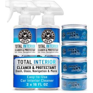 imageChemical Guys Total Interior Cleaner and Protectant 16 fl oz 2 Pack With Sticky Icky Car Cleaning Gel Detailing Kit Automotive Dust Crevice Cleaner Car Interior Cleaning Accessories 3 Items