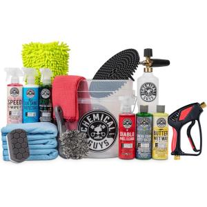 imageChemical Guys HOL169 16Piece Arsenal Builder Car Wash Kit Foam Cannon Bucket 6 16 oz Car Cleaning Chemicals Works wPressure Washer  EQP402 Snubby Pressure Washer Gun Foam Cannon Attachment