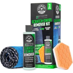imageChemical Guys Insynchro Scratch amp Swirl Remover 8 oz  Kit with Hex Logic Dual Sided Hand Polishing Pad and Monster Extreme Microfiber Towel for Paint Restoration and Gloss Enhancement